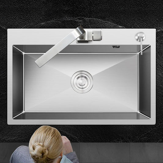 Kitchen sink lead-free austenitic handmade brushed 304 stainless steel 3mm thickness single bowl kitchen sink