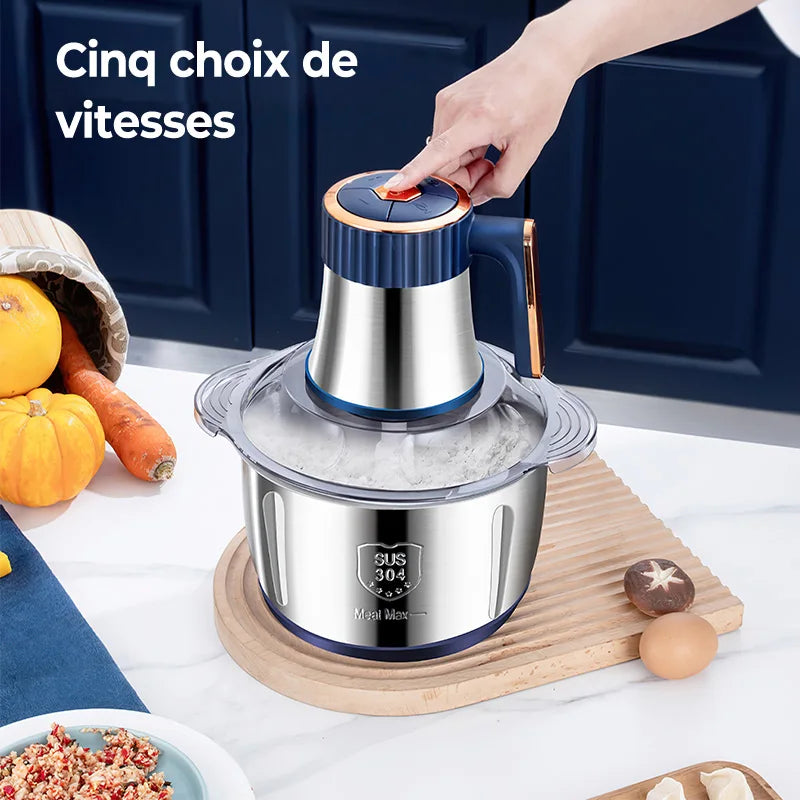 Electric Meat Grinders 5L Food Crusher Stainless Steel Multifunctional Vegetable Slicer Processor Chopper Kitchen Blenders.