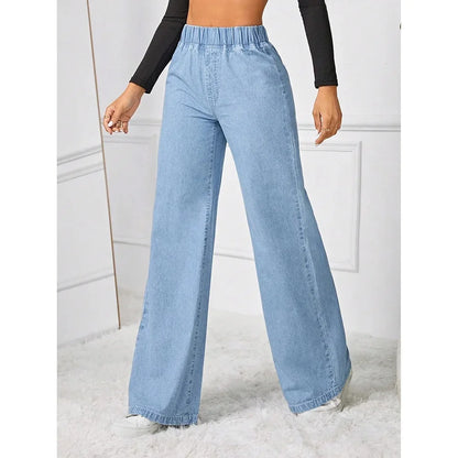 High Waist Wide Leg Loose Fit Straight Jeans Women's Summer New Style Vintage Drape Cross-Border Long Jeans.