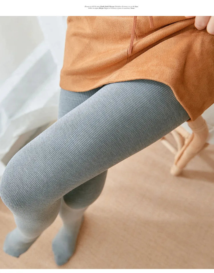 Women's Fall Winter Ribbed Vertical Stripe Thermal Leggings Fleece Thickened  Street Ready Seamless High Waist Thermal Pants.