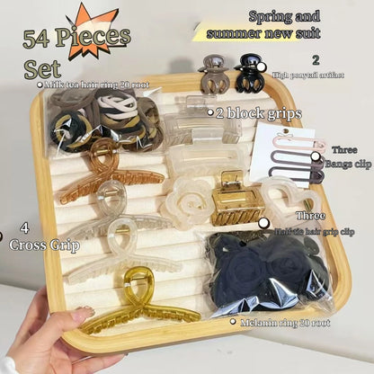 New 8-137PCS Set Hair Clip Combination Women Hair Accessories Grab Clip Hair Band Temperament Hairclip High Ponytail Headband.
