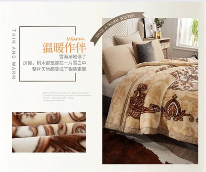 New Warm Weighted Blankets for Beds High End Thicken Warmth Raschel Blanket for Winter Autumn Double Side Plush Comforter Quilt.
