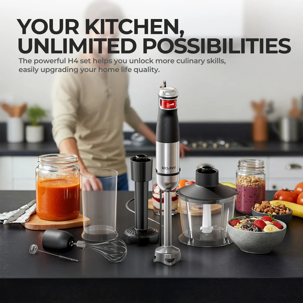 6-in-1 Electric Hand Held Stick Blender Multi-Purpose Immersion Hand Blender,Stainless Steel Blades,Home & Kitchen,MAX 1500W.