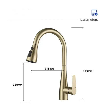 Brushed Gold Pull Out Kitchen Faucet Hot Cold Sink Faucet Mixer Tap 360 degree rotation torneira cozinha mixer taps Kitchen Tap