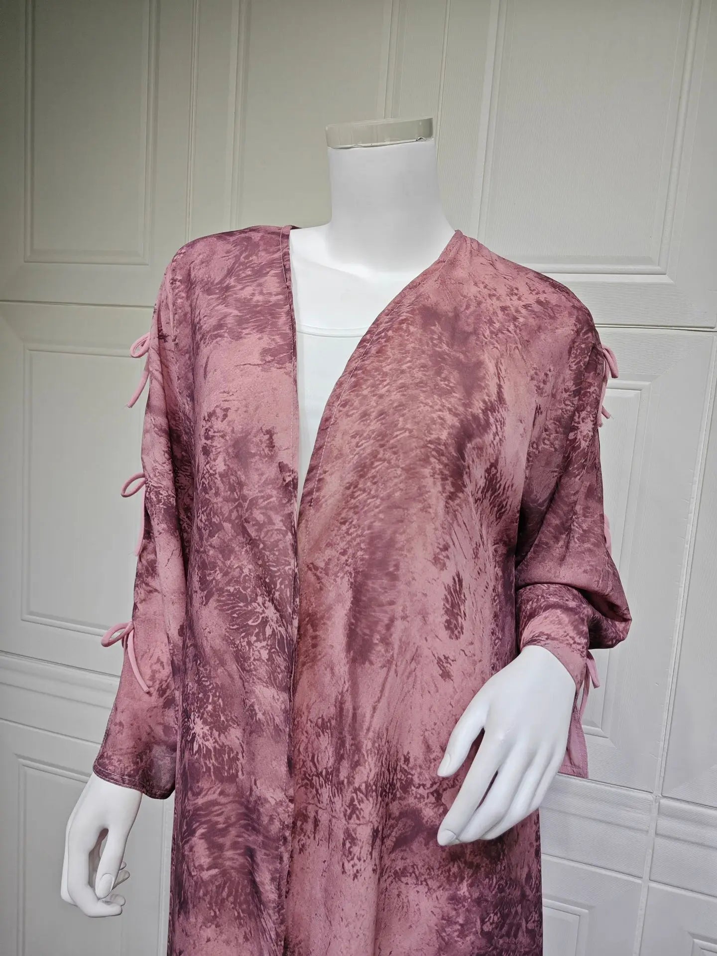 Ramadan Eid Tie Dye Butterfly Bow Muslim Modest Kimono Abaya Damen Dubai Luxury Islam Women Kebaya With Hijab Kaftan Robe Femme