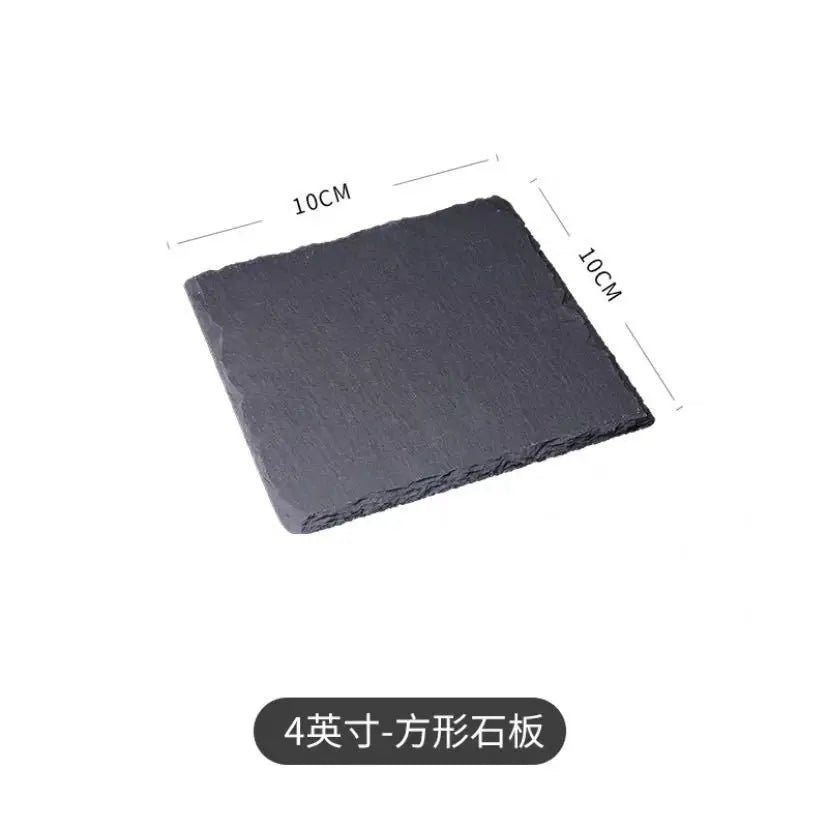 Japanese And Korean Style SLATE Plate Dessert Sushi Flat Western Food Black SLATE Plate Tableware.