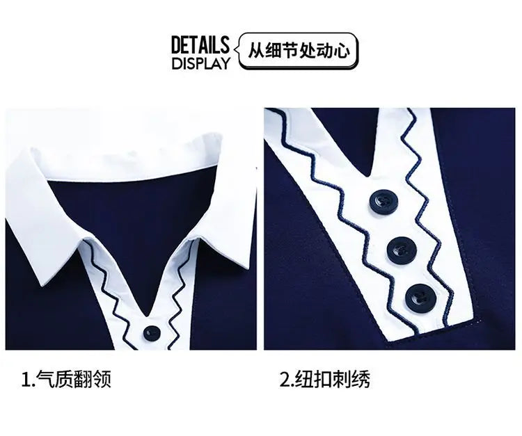 2025 Autumn New Women Clothes Office Lady Simplicity Patchwork Polo-Neck Top Tee Ladies Fashion Loose Buttons Long Sleeve Shirts.