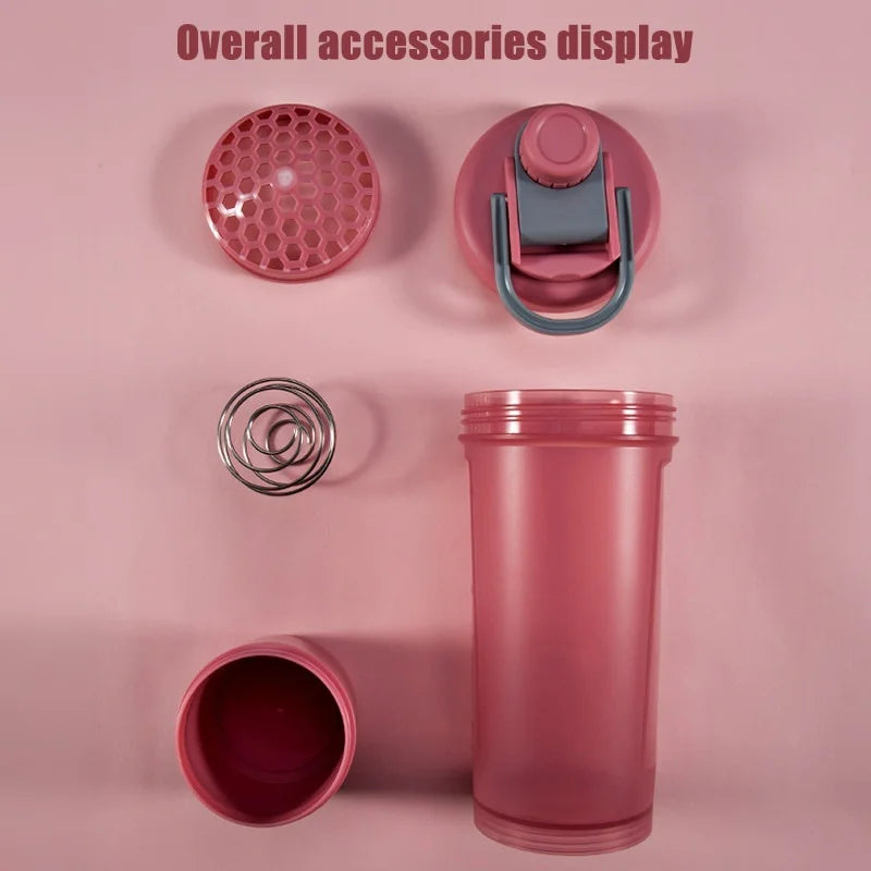 600ml Frosted Shake Cup Milkshake Sports Bottle Outdoor Fitness Water Blender Bottle Protein Powder Portable Gym Training Drink.