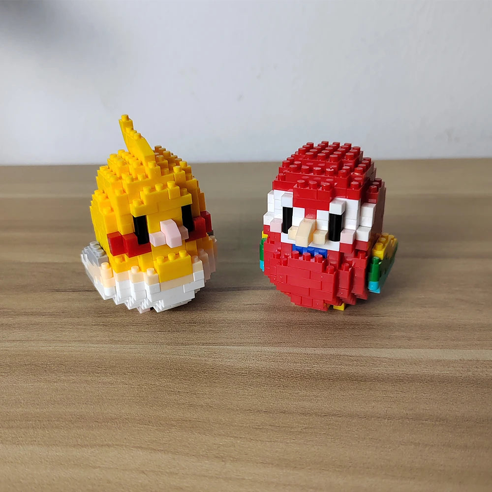 KNEW BUILT Colorful Parrot Micro Mini Building Blocks Assembly Toys 3D Model Bricks for Birds Funs Hands-on Ability Gift.