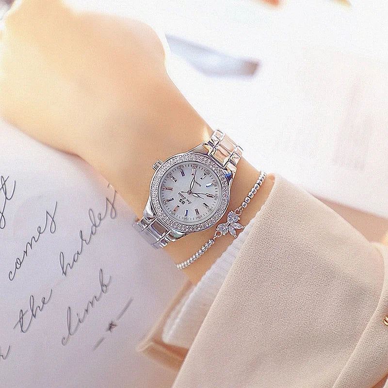 Fashion Casual Women Watch Elegant Luxury Brand Stainless Steel Strap Quartz Dress Watches For Woman Gifts.
