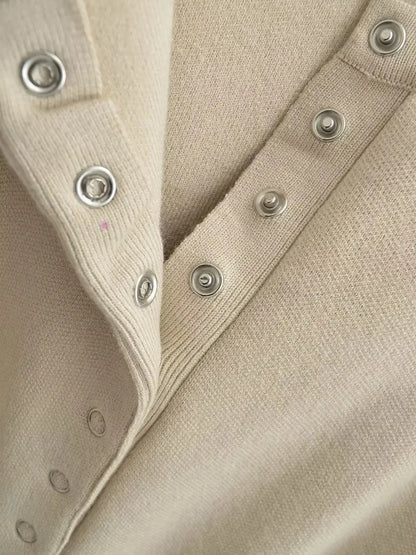 Women's High Waist Round Neck Single Breasted Cardigan Solid Long Sleeve Short Sweater Top Autumn Slim Bottoming Shirt.