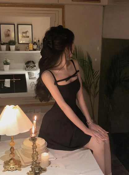 Sommer y2k Spaghetti träger Abend party Kleider solide elegante ärmellose sexy A-Linie kurzes Kleid ein Stück Vestido Mujer.