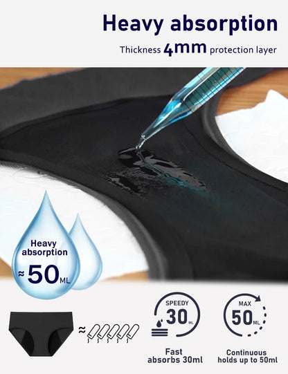 3PCS Menstrual Panties Woman Very Abundant Flow Menstruation Underwear Mid High Waist Leak Proof Period Panties for Girls Ladies.