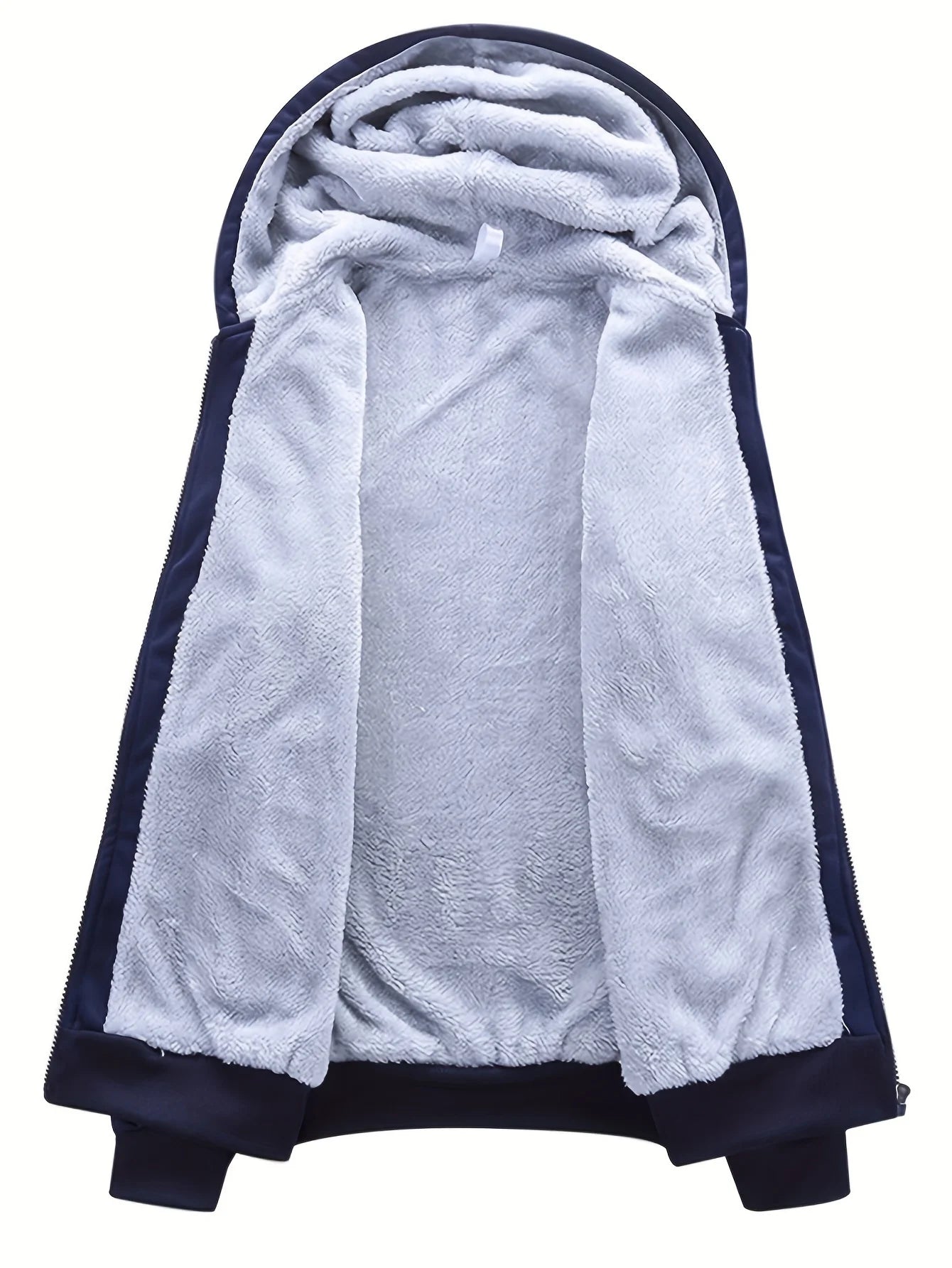 Men's winter thickened  jacket with hood for outdoor sports Suit leisure running fitness warmth two-piece set.