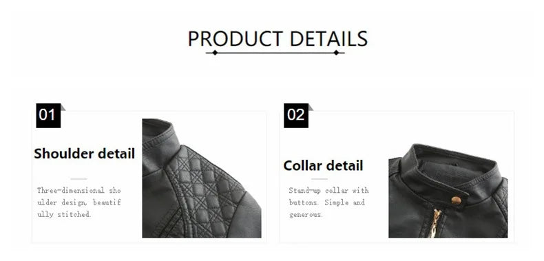 Women's Elegant Stand-up Collar Solid Jacket 2022 Female Three-dimensional Pattern Coat S-4XL New Pu Faux Leather Jacket Women.