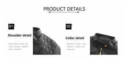 Women's Elegant Stand-up Collar Solid Jacket 2022 Female Three-dimensional Pattern Coat S-4XL New Pu Faux Leather Jacket Women.