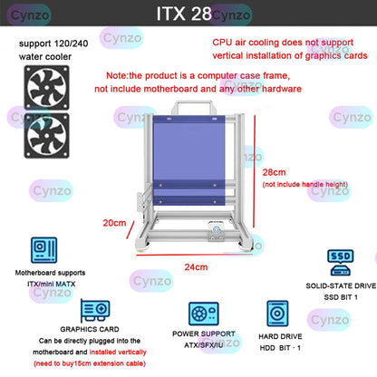 DIY  Gamer Cabinet ITX MATX ATX Open Computer Case Frame Aluminum Alloy Desktop Portable PC Rack DIY Personalized Chassis