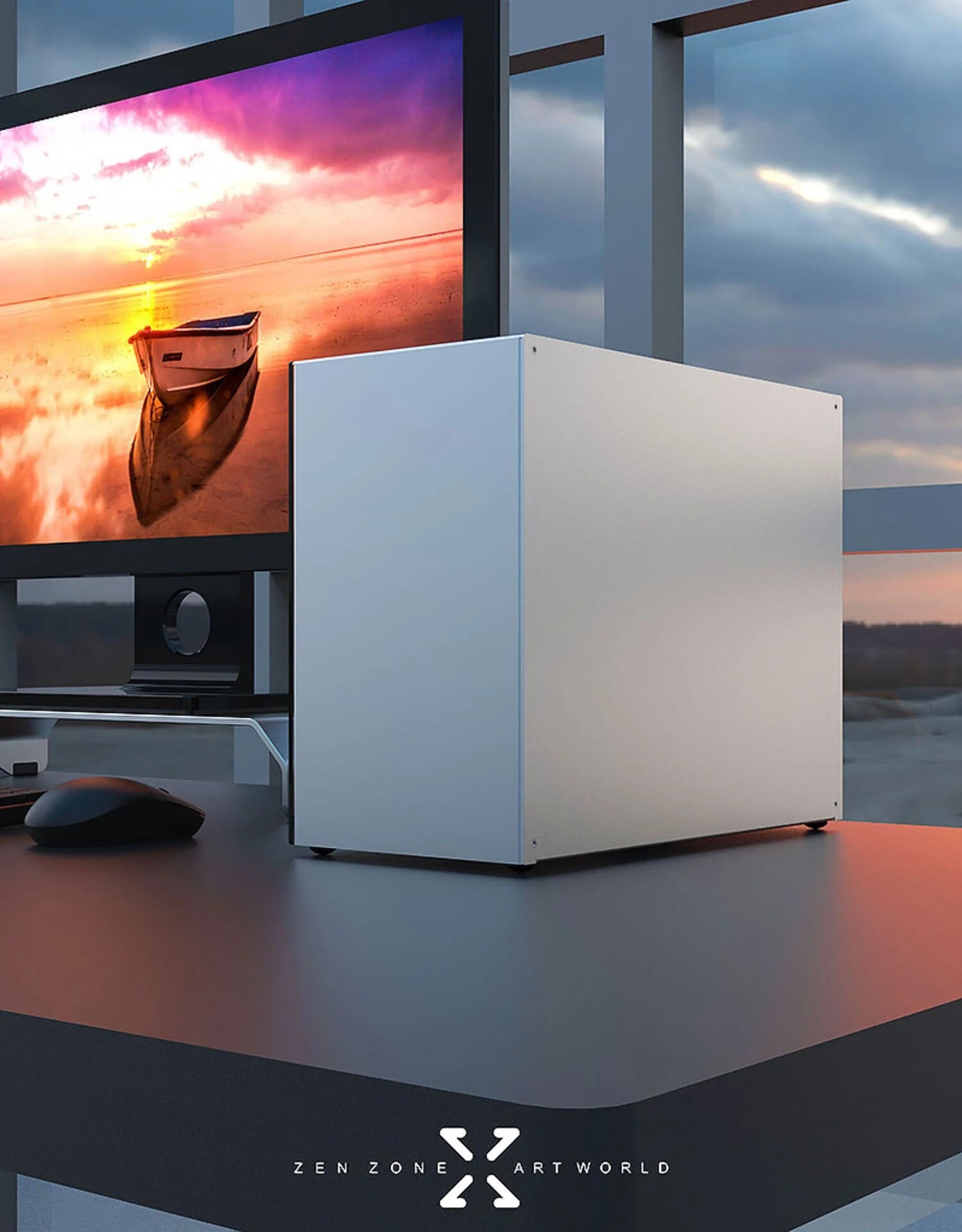 ZZAW C2 C2P M-ATX Computer Case Side Transparent MINI-ITX All Aluminum Desktop Office Small Chassis Supports Long Graphic Card.