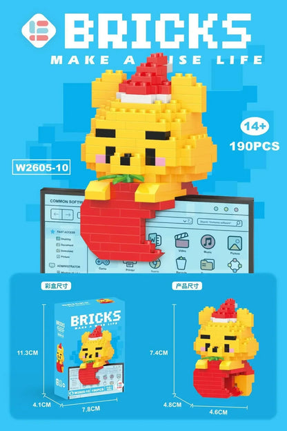 Disney 108 Style Stitch LinaBell Hello Kitty Building Blocks Princess Cartoon Figrues Bricks Children's Assembly Toys Model Gift