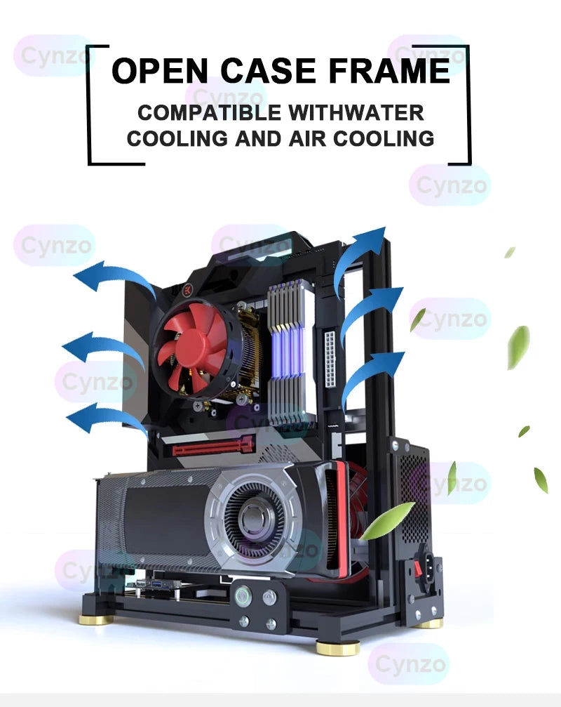 ITX MATX ATX Gamer Cabinet,MOD Desktop PC Case Open Frame Rack,Water Cooler Computer Gaming Chassis Vertical Personality DIY.