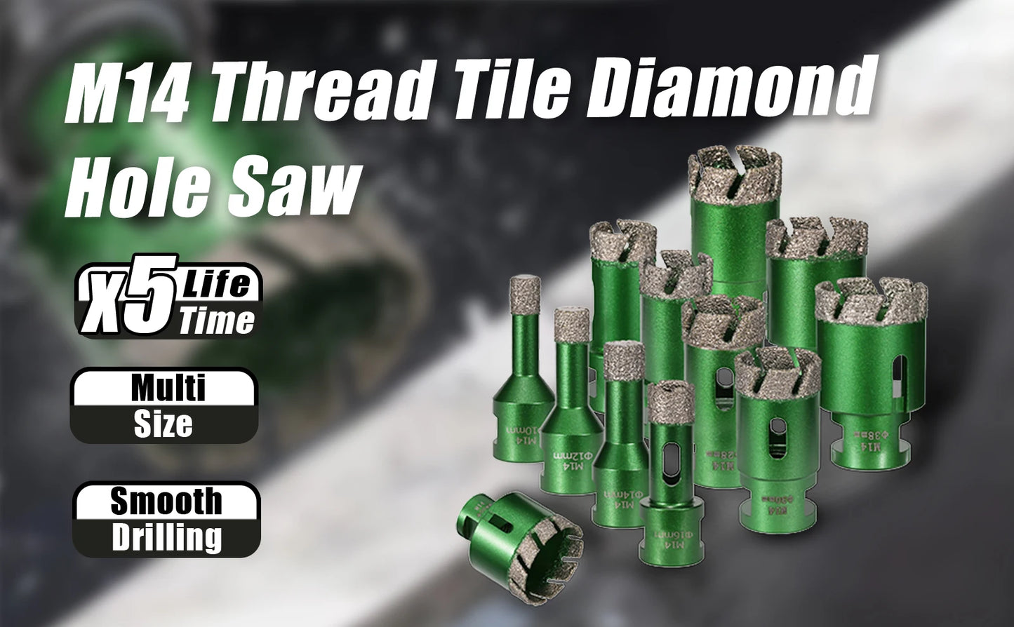 6–130 mm M14-Gewinde, trocken, vakuumgelöteter Marmor, Mauerwerk, Lochsäge, Öffner, Diamantbohrkrone für Keramikfliesen, Granit, Marmor