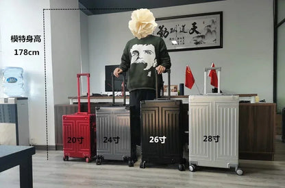 Trolley Box Rollgepäck Silber Koffer mit hoher Kapazität Koffer aus Aluminium-Magnesium-Legierung Universalrad.