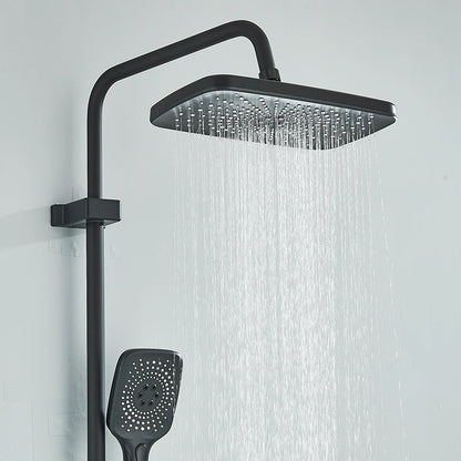 Black Piano Style Shower Set Intelligent Brass Bathroom Faucets Hot Cold Waterfall Tap Rainfall Shower System