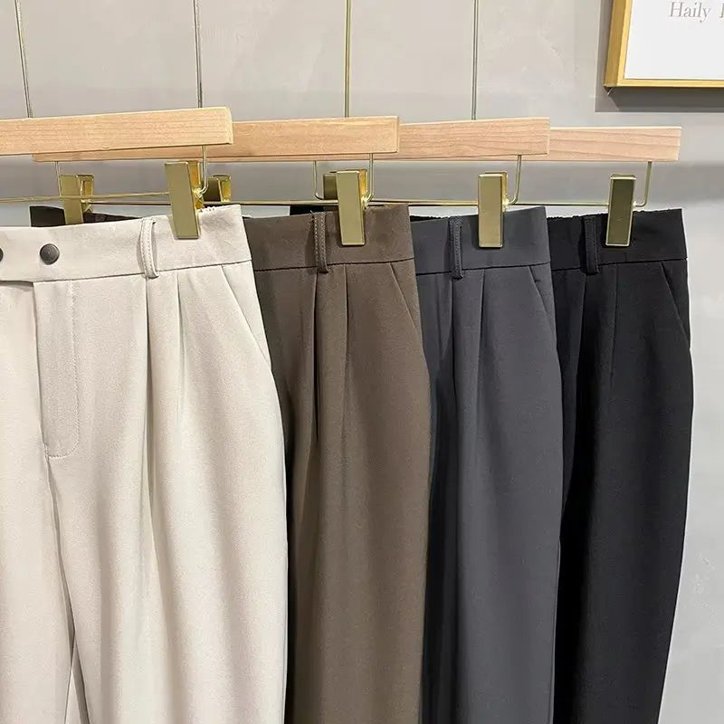 Luxury Fashion Straight Men's Casual Pants Spring Summer New Korean Suit Pant Harem Business Formal Male Trousers Trendy Brand.