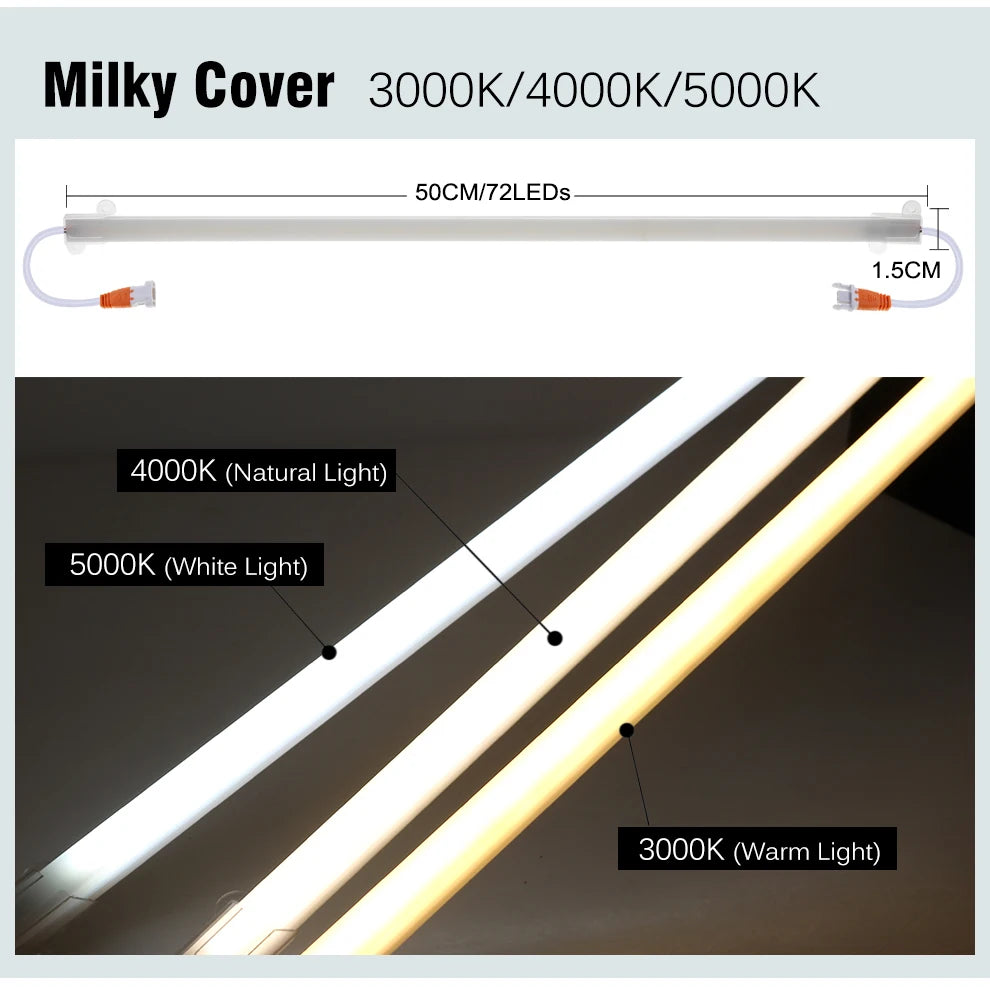 LED Tube Light AC220V  50cm 72LEDs High Brightness Night Bar 2835 Strip Energy Saving lamp for Home Kitchen Cabinet Wall Decor.