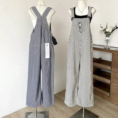 Jumpsuits Loose Casual Straight Pants American Style Jeans Vintage Artistic Rompers One Piece Outfits Autumn Women Clothing.