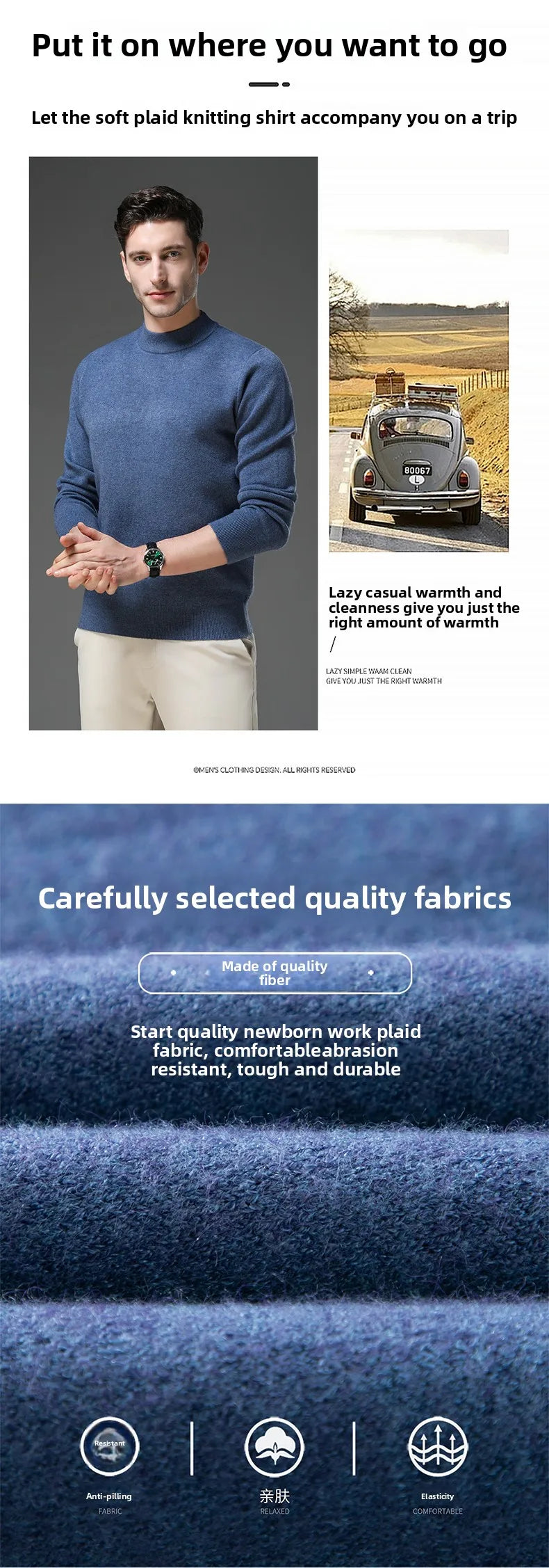 High End Anti-pilling Thick New Fashion Brand Casual Knit Pullover Sweater Half Turtleneck Mens Jumper Designer Clothing.