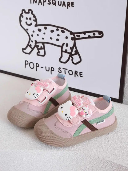 Sanrio Girl Kawaii Canvas Shoes Kindergarten Baby Child Cute Hello Kitty Spring Autumn Fashion Outdoor Running Sports Leisure.