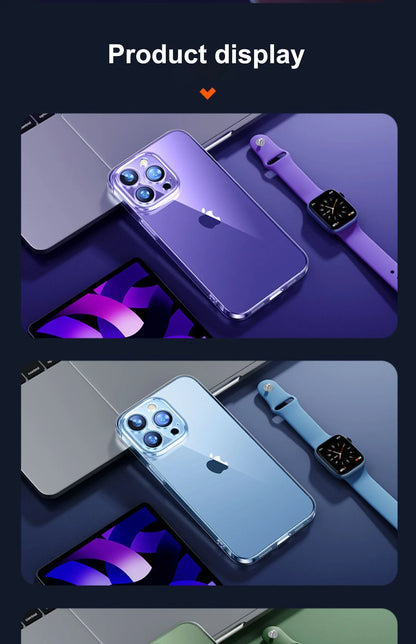 Ultra Thin PC Hard Crystal Clear Case For iPhone 17 16 15 14 Plus 13 12 11 Pro Max XR Glossy Transparent Camera Protection Cover.