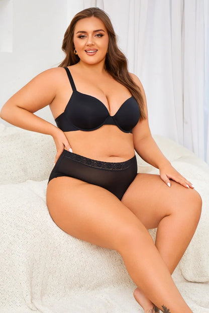 6PCS Women's Plus Size Lace Panties Seamless Solid Color Sport Cozy Physiological Underwear Female Breathable Elastic Lingerie.