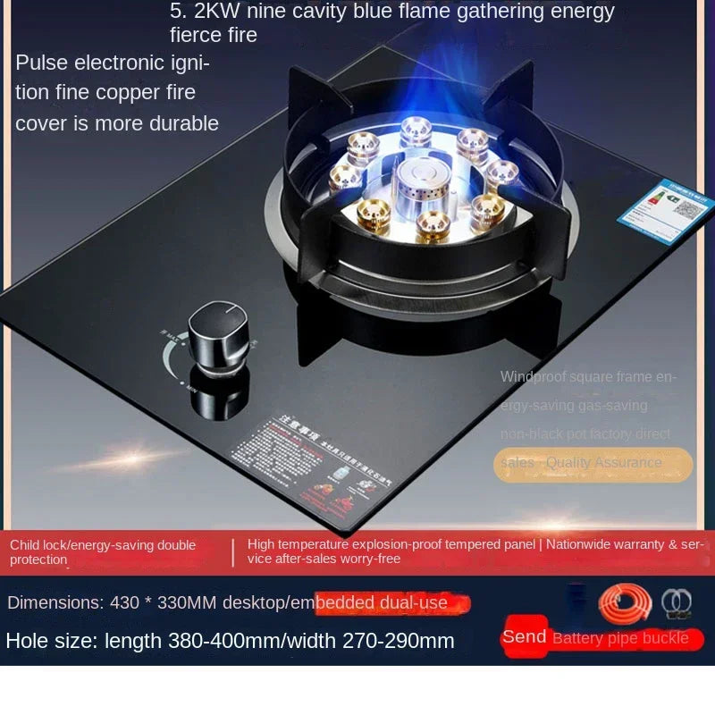 7kw Gas Cooktop Single Stove Household Liquefaction Gas Stove Single Coal Desktop Embedded Single Gas Stove 4.5 KW/5.2kw/