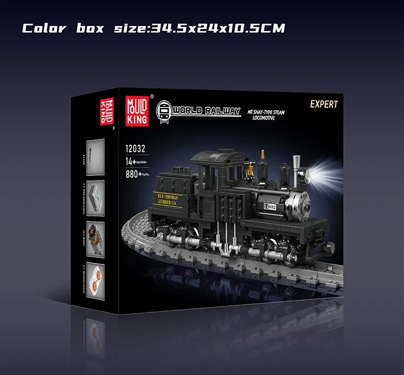 Mould King 12032 Technical Train Toys The RC&RC Shay-Type Steam Locomotive Building Block Assembly Car Brick Kids Christmas Gift.