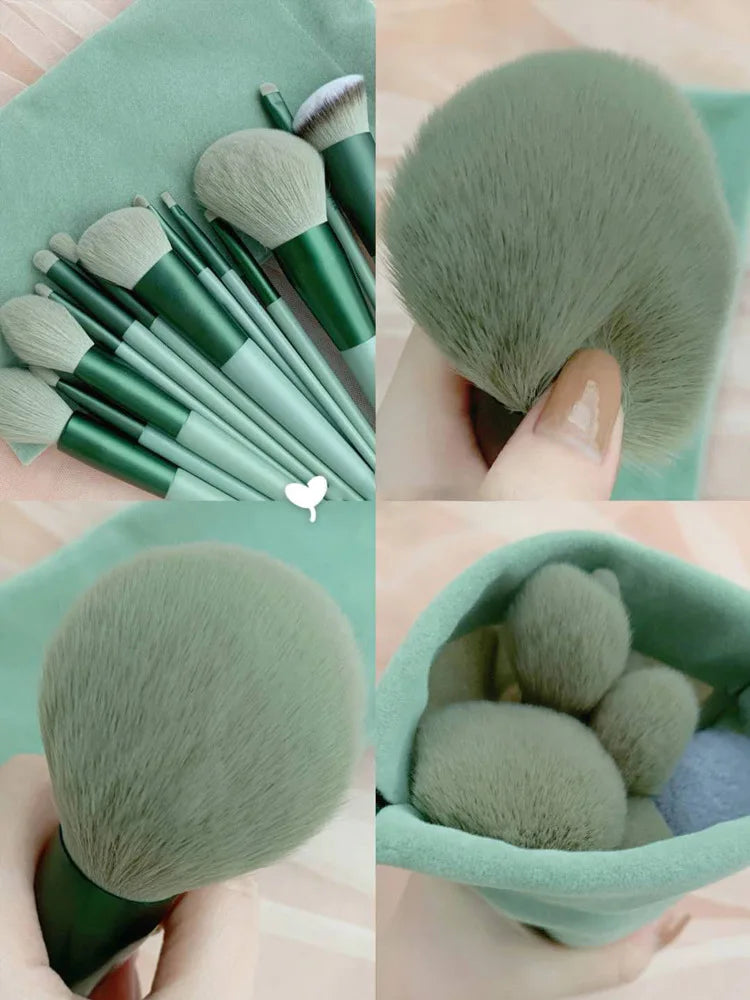 13 PCS Makeup Brushes Set Eye Shadow Foundation Women Cosmetic Brush Eyeshadow Blush Beauty Soft Make Up Tools Bag.