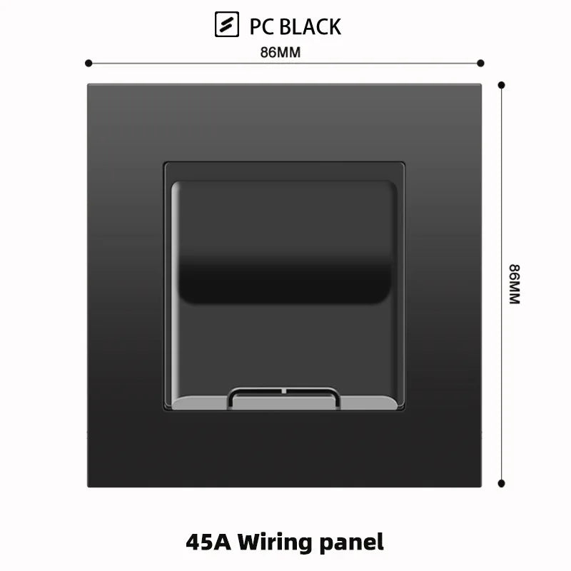 Schwarze UK 13A Wandsteckdose mit USB Typ C 18W Schnelllade-Steckdose, Wandsteckdose mit USB-Ladegerät, Schalter mit Steckdose.