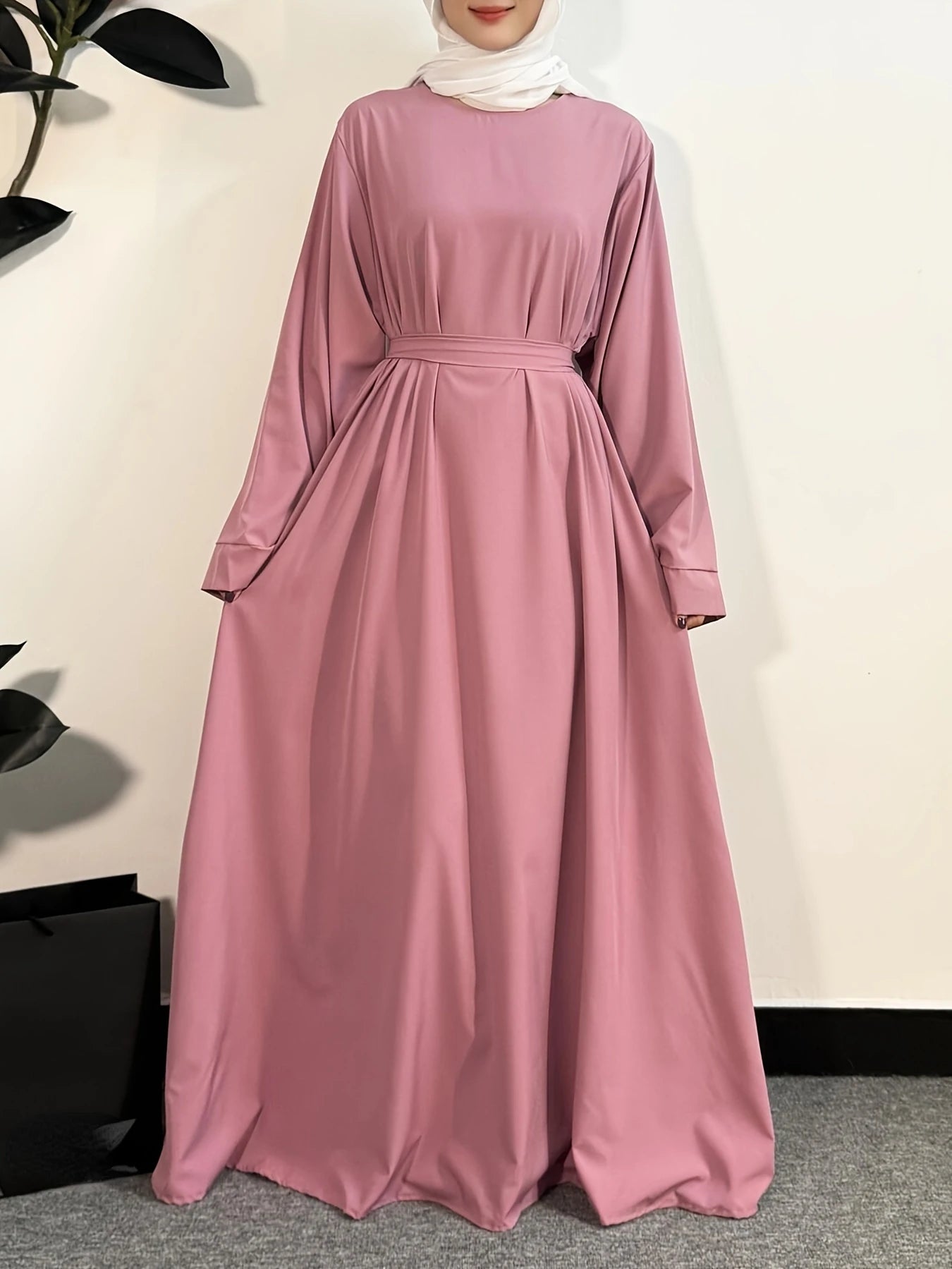 Muslim Abayas Women Kaftans Prayer Dress With Belt Full Sleeve Islamic Clothing Women Jilbabs Dubai Robe Ramadan Dresses.