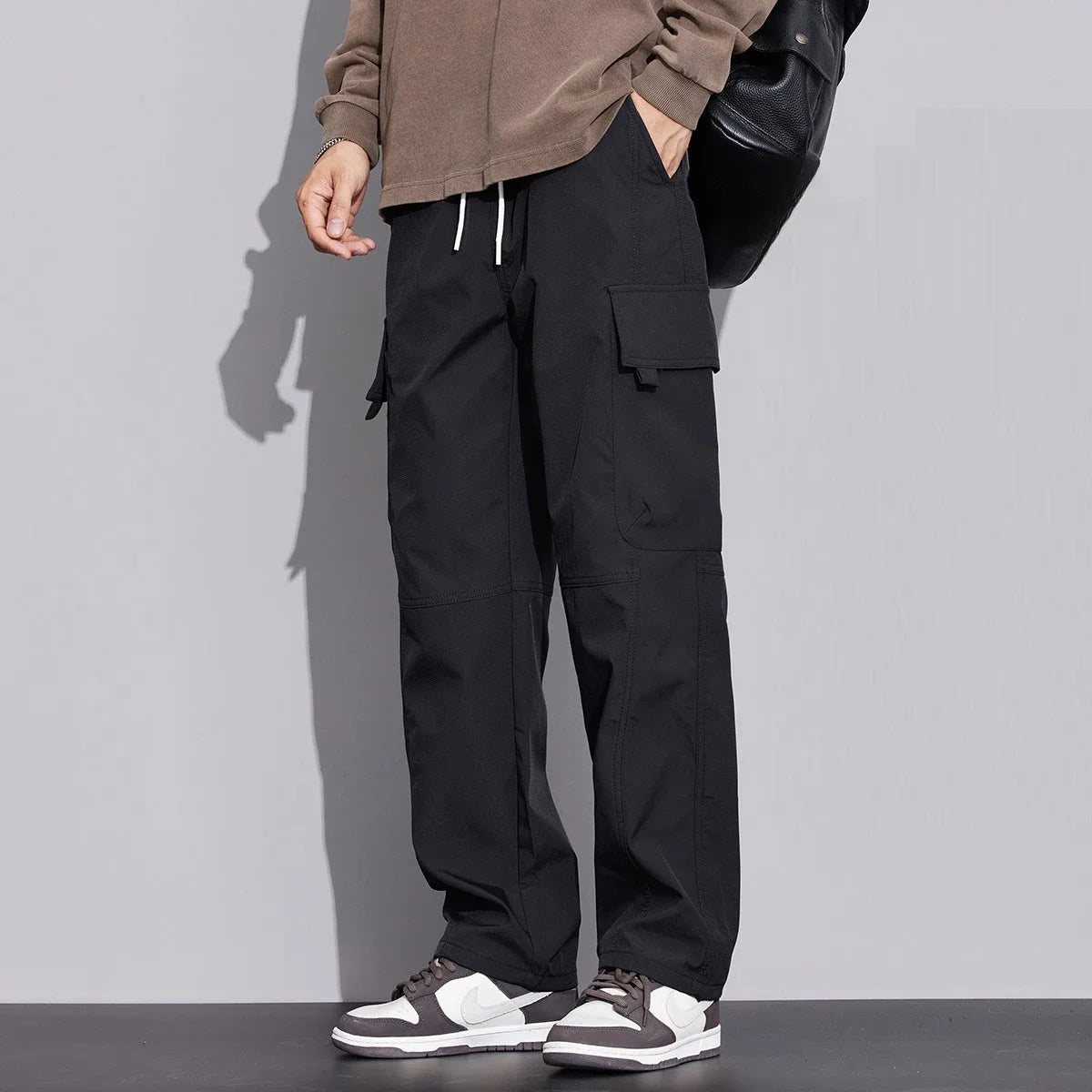 New in Tall Men Cargo Pants Elastic Waist Extra Long Length 115cm Male Waterproof Trousers Lengthened Slim Thin Leg 190cm 200 Cm