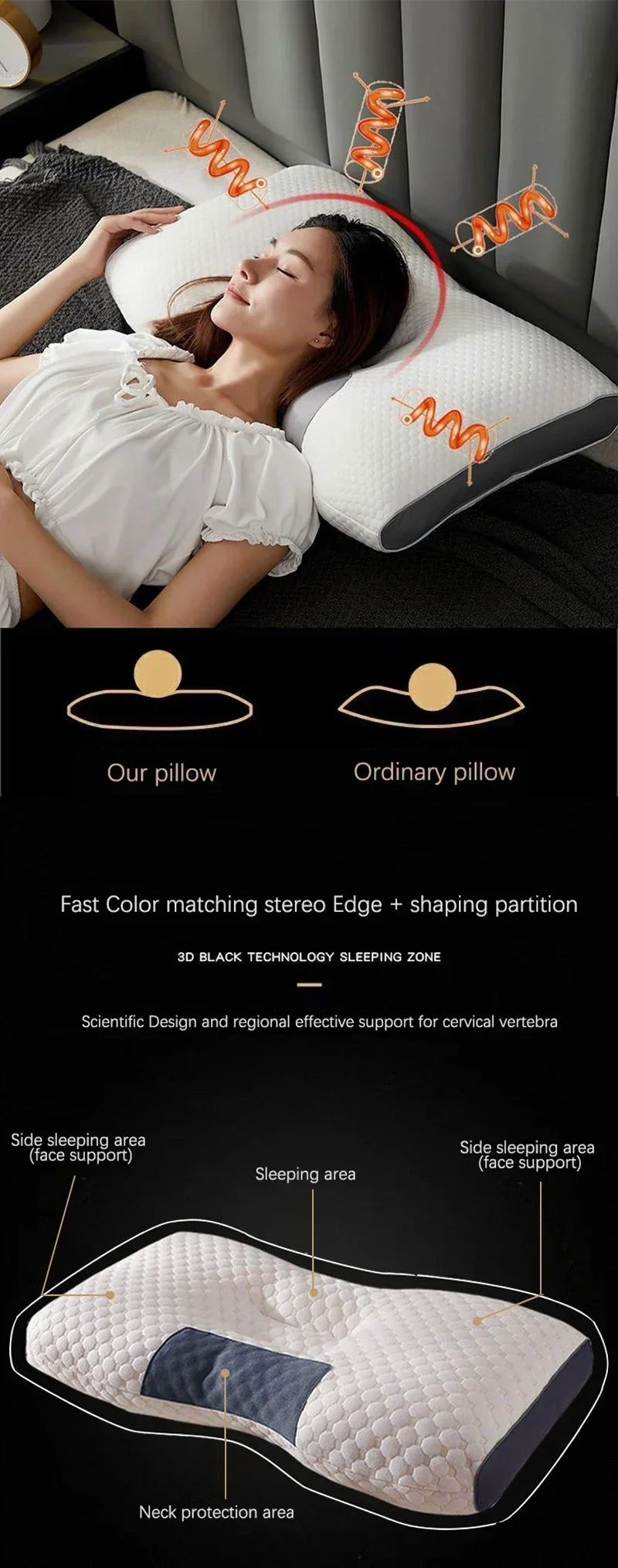 New Neck Pillow Help Sleep And Protect The Neck Cervical Orthopedic Soybean Fiber Massage Household SPA Pillow For Sleeping.