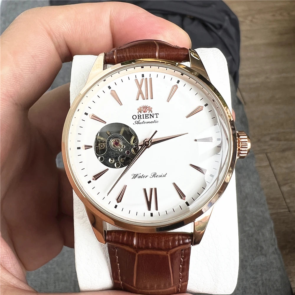 Orient Double Lion Classic Watch Series Refurbished Second Hand Automatic Mechanical Skin Watch Hollow Men's Watch RA-AG002