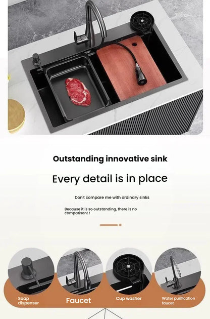 Gray Stainless Steel Kitchen Sink Large Single Slot Multifunctional Nano Honeycomb Embossed Wash Dish Basin Undermount Basin