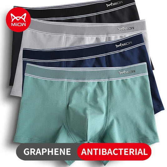 MiiOW 3Pcs Baumwolle Herren Höschen männer Unterwäsche Atmungsaktive Mann Boxershorts Graphene Antibakterielle Männer Unterhose Männer Boxer Trunks