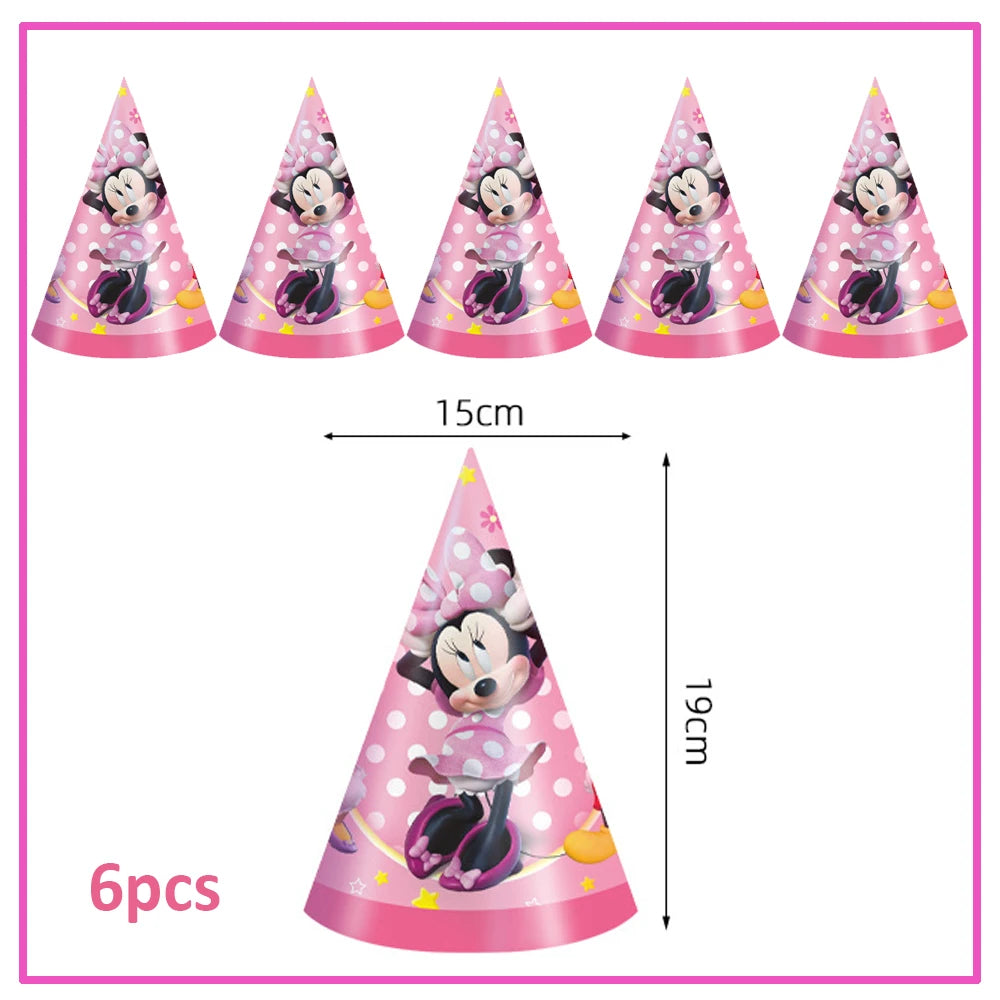 Disney Minnie Mouse Birthday Party Decoration Pink Minnie Paper Cups Plates Napkin Tablecloth Tableware Balloosn Baby Shower Kid