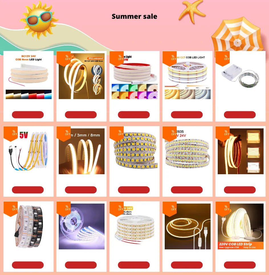 IP68 Waterproof COB LED Neon Strip Light 5m 10m 15m 20m 0.5m 12V 24V 320LED Flexible Tape Silicone Tube Lamp Liner Lighting RA90.