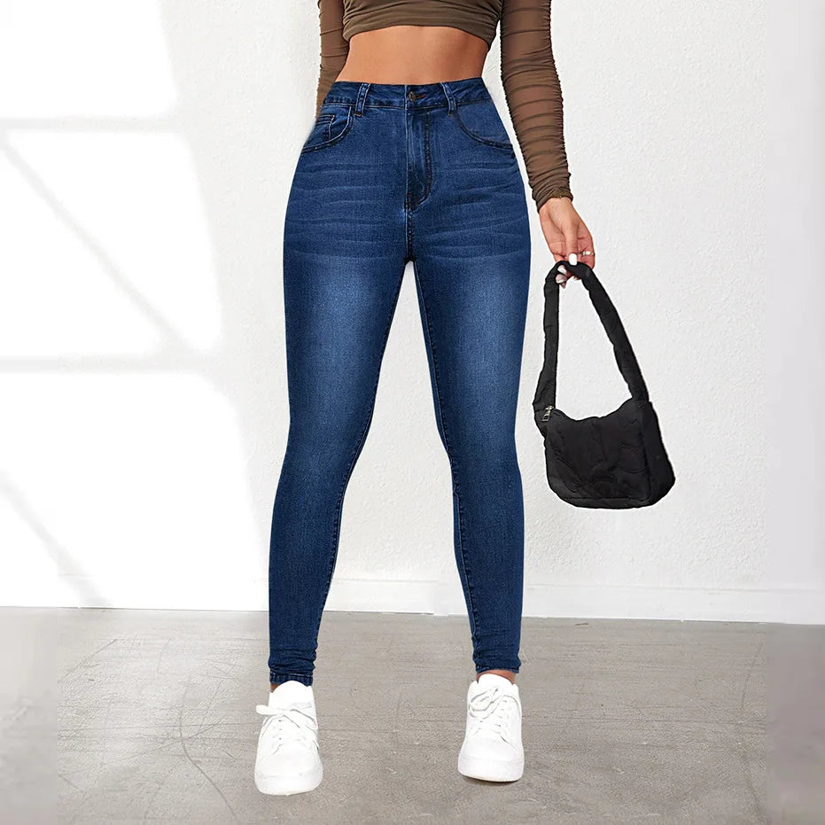 Mom Jeans Women Denim Pant Long Pants Sheath Slim Fit High Waist Straight Trousers Y2k Streetwear Elegant Bodycon Sexy Work.