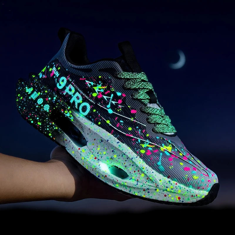 New Soft Sole Cushioning Men's Running Shoes for Women High-quality Road Jogging Shoes Light Comfy Sneakers Reflective Night Run