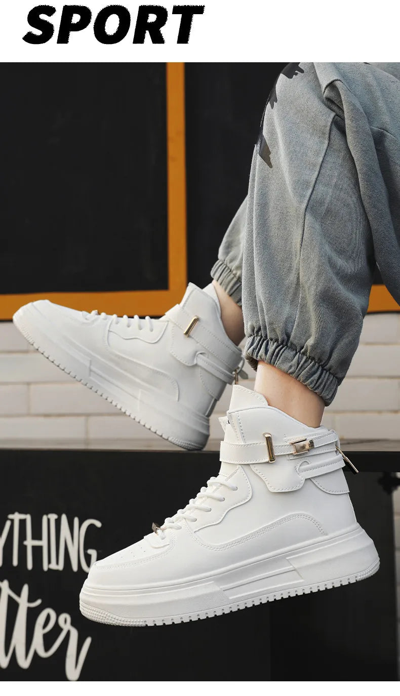 Hot Fashion Brown Sneakers Men 2024 Designer Men High Top Shoes Comfortable Platform Shoes Men Casual Mens Skateboard Sneakers.