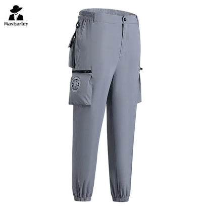 Fan Pants Cold Fishing Pure Cotton Site Welder Camping Ride Climbing Hiking Sports Fan Suit Air-Conditioning Clothes Fan Cooling.